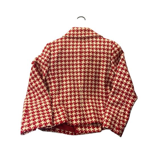 Talbots Red/White Wool Blend Moto  Houndstooth Jacket- 8P Excellent Condition - Picture 4 of 8